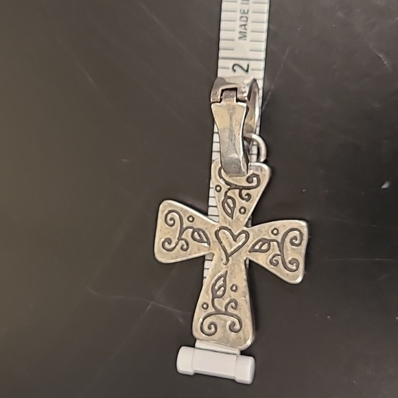 Silver Tone Heart Cross Pendant - Picture 3 of 4